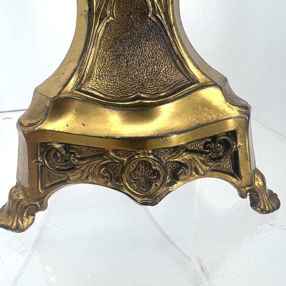 Antique Standing Crucifix Candelabra Holy Water Holder Sick Visit Last Rights - Picture 8 of 9